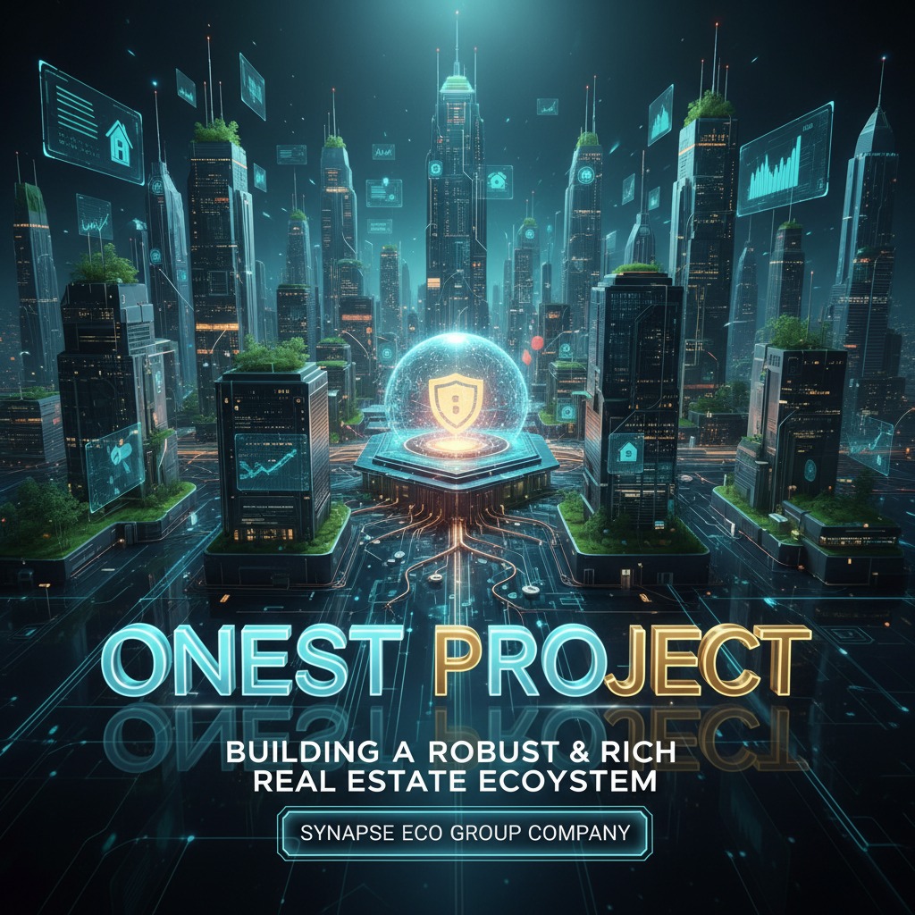 OneEst  Project yazısı da nəzərə çarpsın  daşınmaz əmlak ilə bağlı güclü  və zəngin ekosistem layihəmiz səkildə mütləq Synapse Eco Group Company yazılsın və bütün mətn ingiliscə olsun